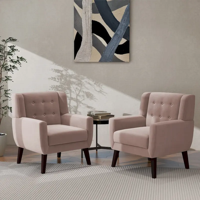 2 Set Modern Accent Chair Velvet Armchair