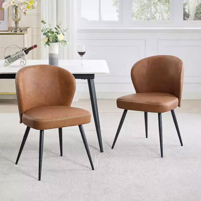 Dining Chairs Set of 2, Modern Kitchen Chairs, Armless Faux Leather Upholstered Accent Side Chair