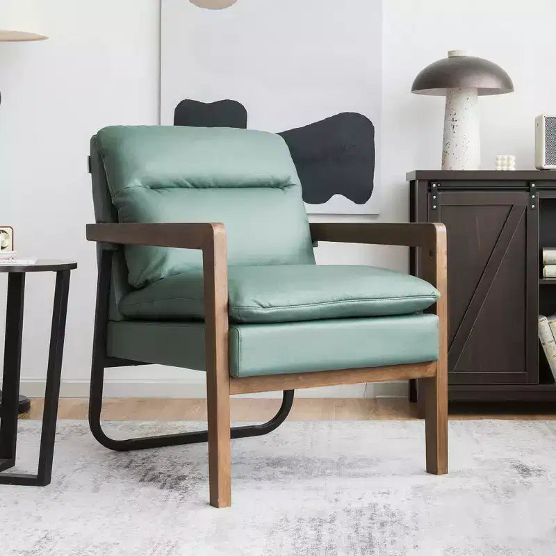 Modern Upholstered Accent Armchair with Rubber Wood Legs