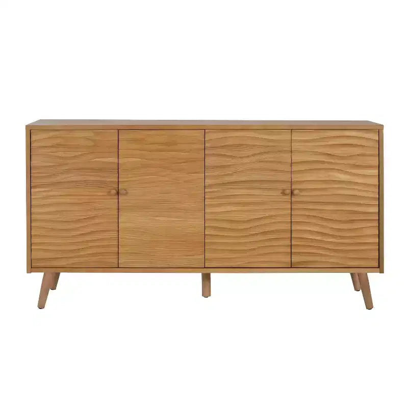 Christopher Knight Home Vilmar Modern Wavy Pattern Sideboard Buffet Cabinet with Two Adjustable Shelves