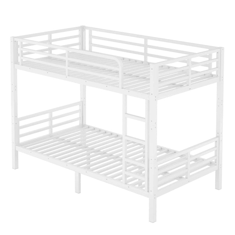 Metal Twin XL over Twin XL Bunk Bed for Teens and Adults �C Space-Saving, Noise Reduced, No Box Spring Needed, White