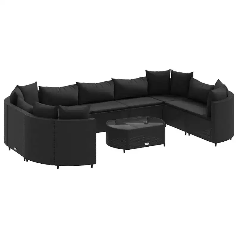 vidaXL Patio Sofa Set with Cushions Garden Furniture 10 Piece Poly Rattan
