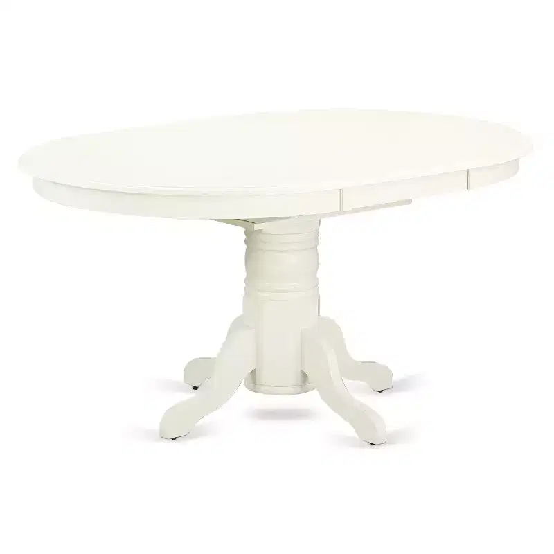 HomeStock Oval Dining Table Set Linen White Dark Shitake