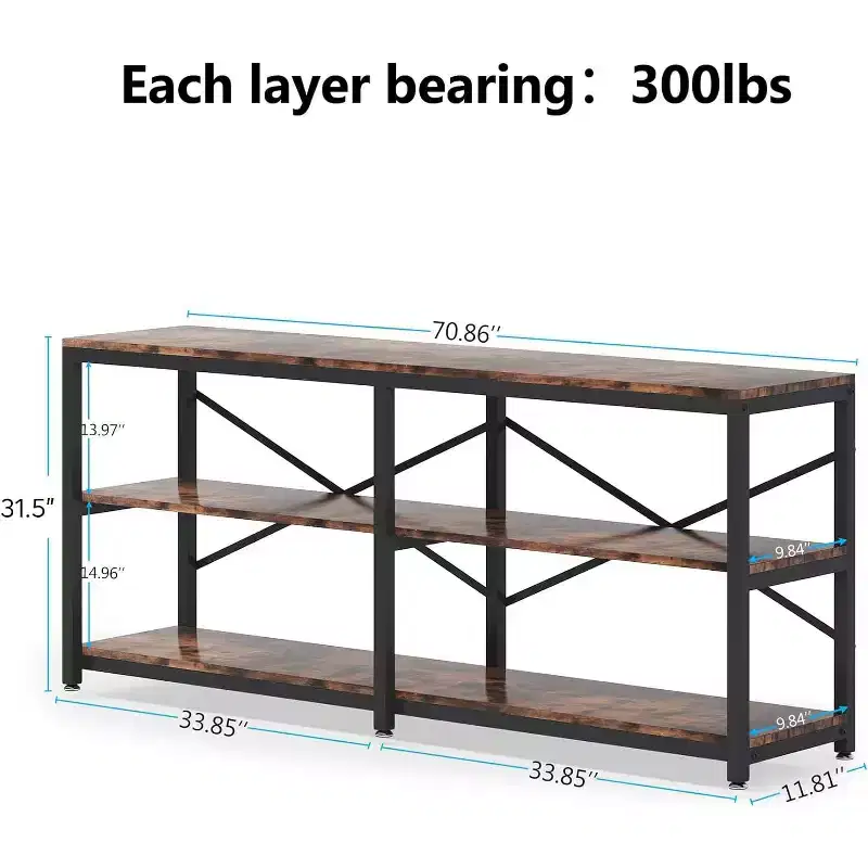 Tribesigns 70.9 Long Console Table, 3-Tier Hallway Entryway Table