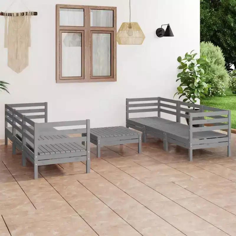 vidaXL Garden Lounge Set Grey Solid pinewood Modular Garden Lounge Set