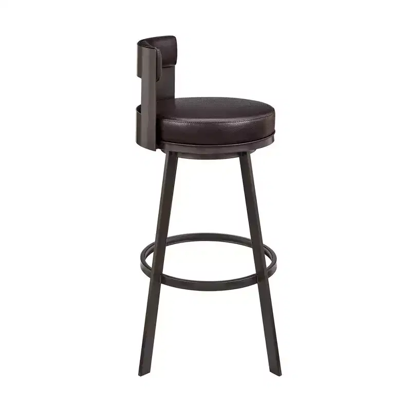 Armen Living 26 Flynn Metal with Faux Leather Swivel Counter Height Barstool