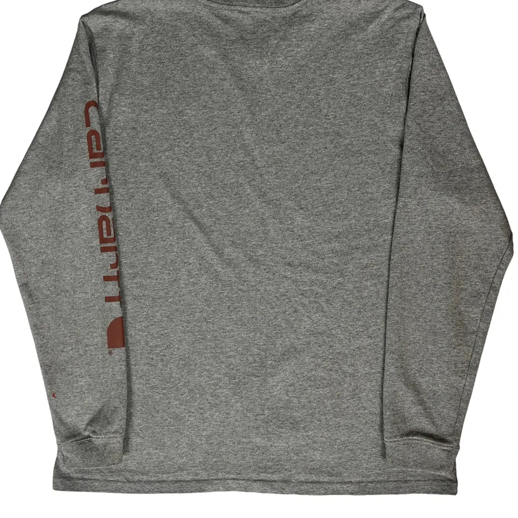 Long Sleeve T-Shirt - Large Grey Cotton Crew Neck Women