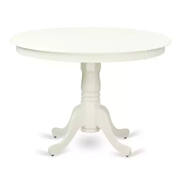 Round Dining Table Set - 42 Inch Table with 2 Modern Chairs - Linen White Finish