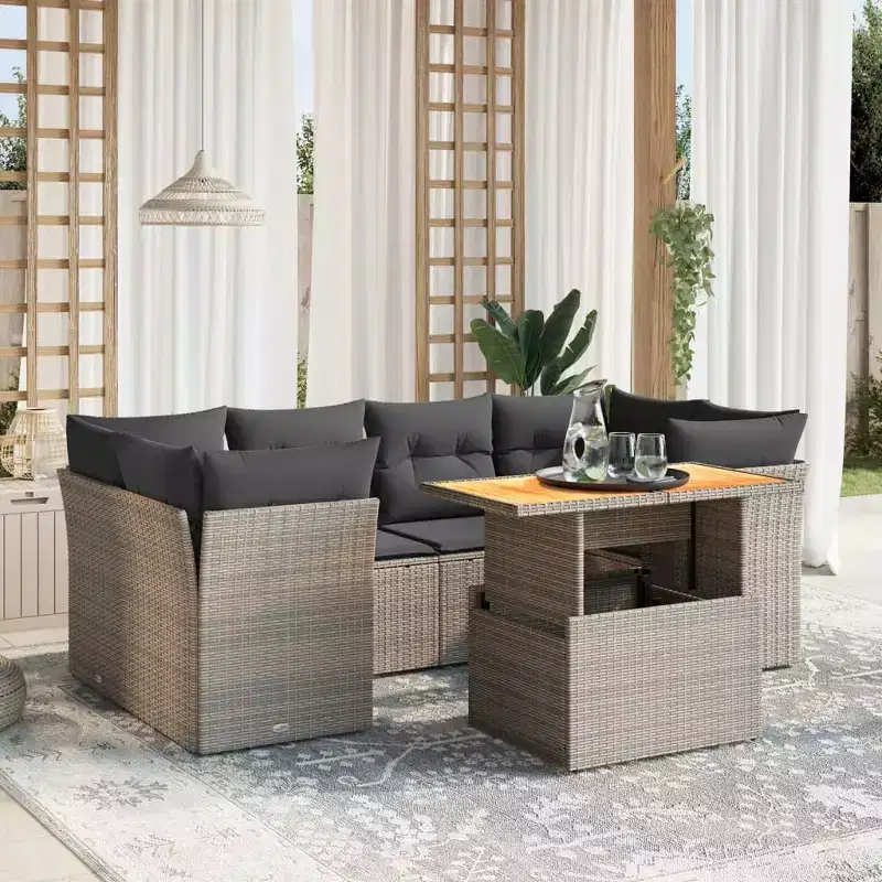 vidaXL Garden Sofa Set Grey, Dark Grey