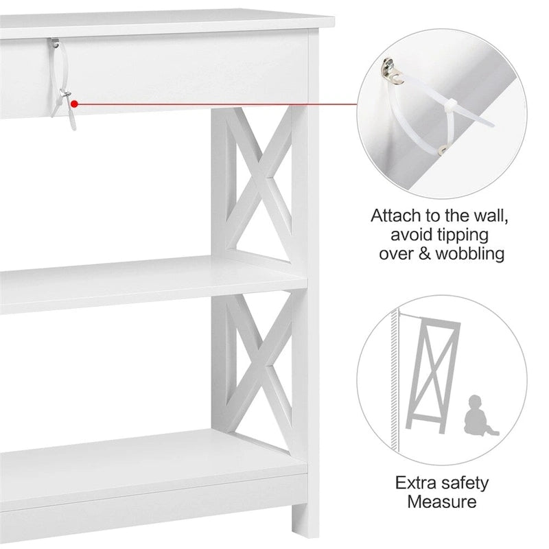Console Table with 1 Drawer and 2 Open Shelves