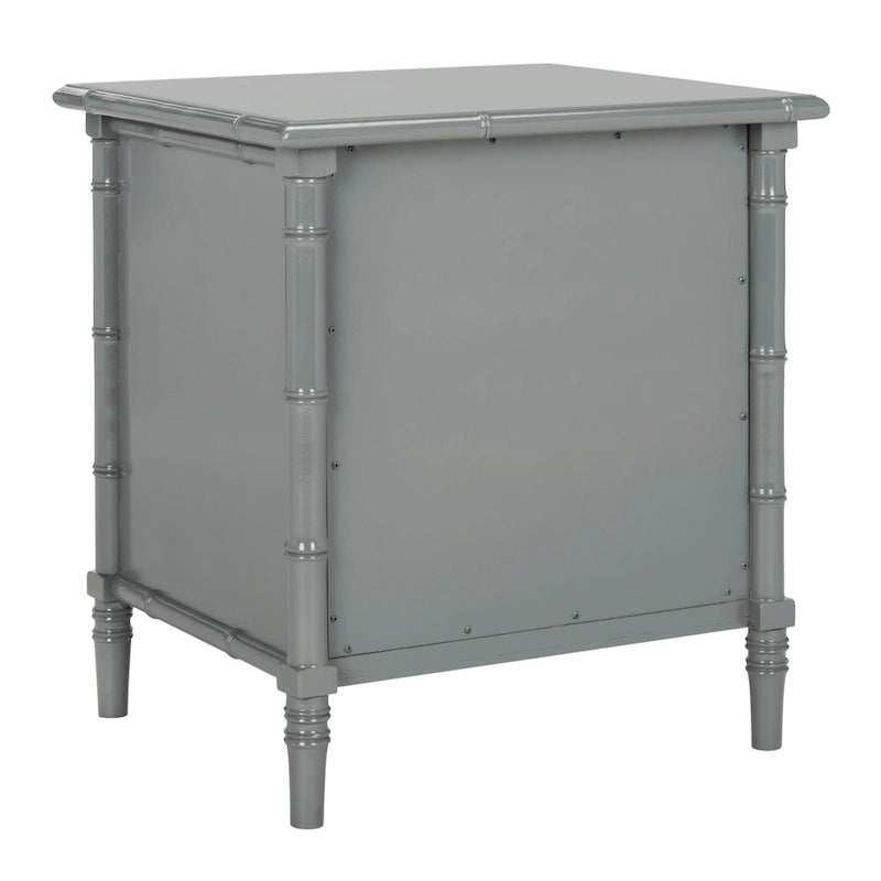 Modern Coastal 3-Drawer Nightstand with Bamboo-Style Frame & Gold Pulls