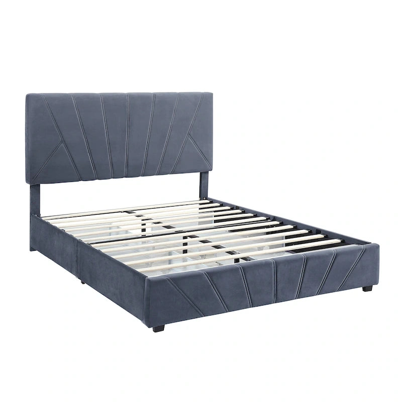 Art Deco Upholstered 4-Drawer Storage Bed