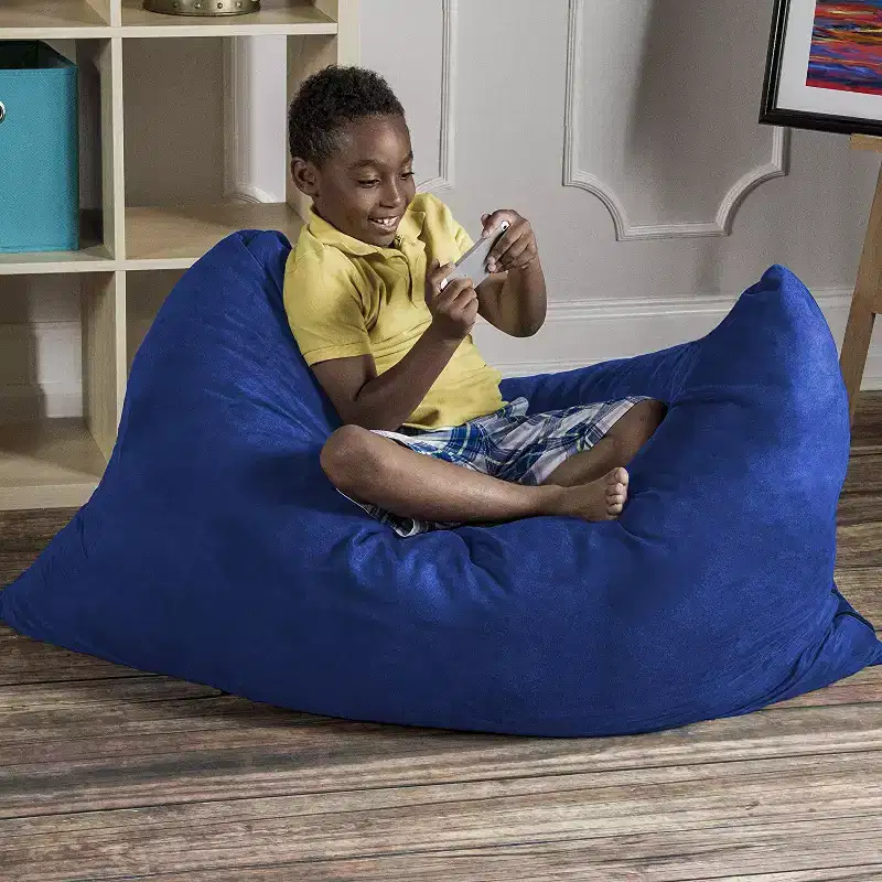3.5 ft Kids Bean Bag Floor Pillow – Microsuede, Seats 1 (Blueberry / Cherry / Fuchsia / Grape / Lime / Pumpkin)