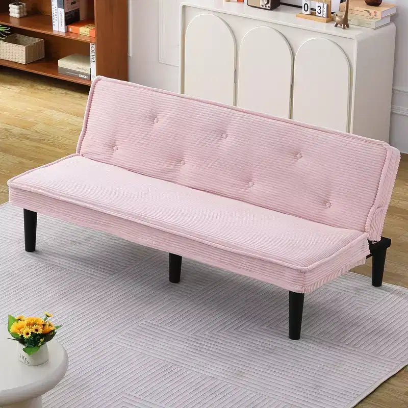 MAYEERTY Modern Corduroy Loveseat Sofa Bed Flexibly for Living Room Bedroom Pink