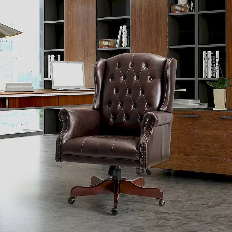 Modern swivel executive chair with tufted backrest