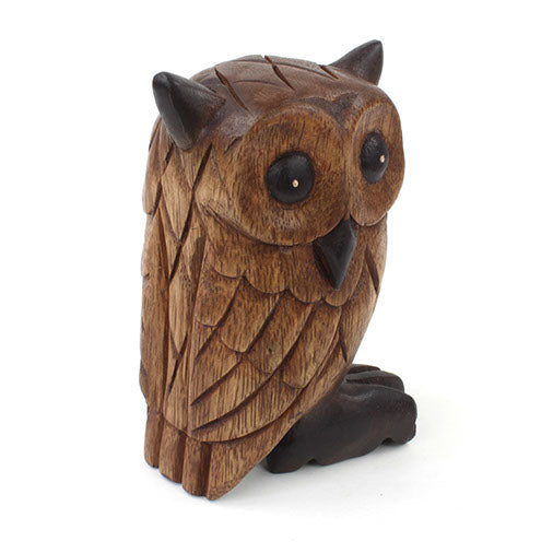 Medium Carved Rain Tree Owl
