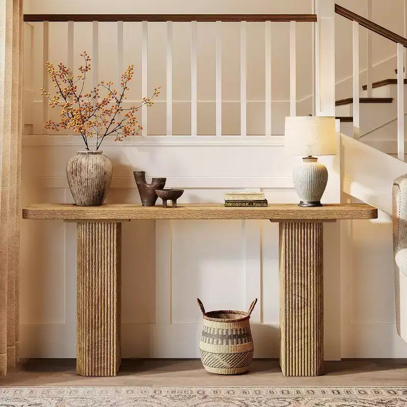 Lantine 63-Inch Long Console Table, Farmhouse Sofa Table Behind Couch, Wooden Entryway Table for Living Room, Hallway, Foyer, Entrance
