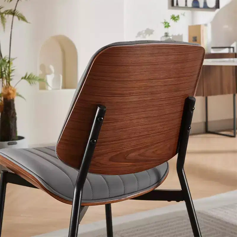 Set of 2 Mid-Century Upholstered Dining Chairs, Linen