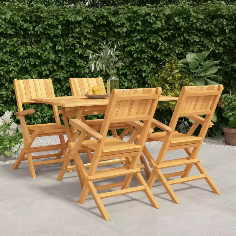 vidaXL Garden Dining Set Natural Teak Solid Teak Wood Foldable