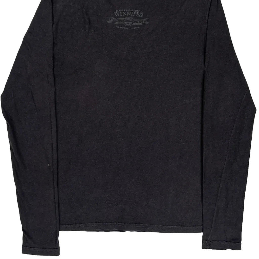 Graphic Long Sleeve T-Shirt XL Black Cotton Women's V-Neck Regular Fit