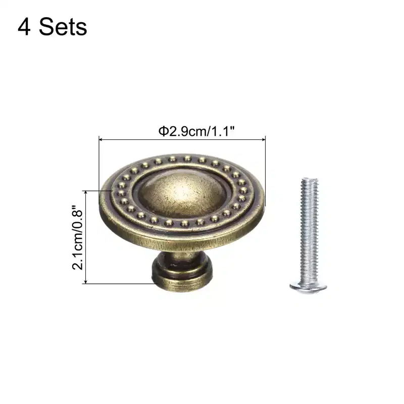 Unique Bargains Zinc Alloy Ring Patterns Drawer Knobs with Screws for Dresser Furniture 4 Sets
