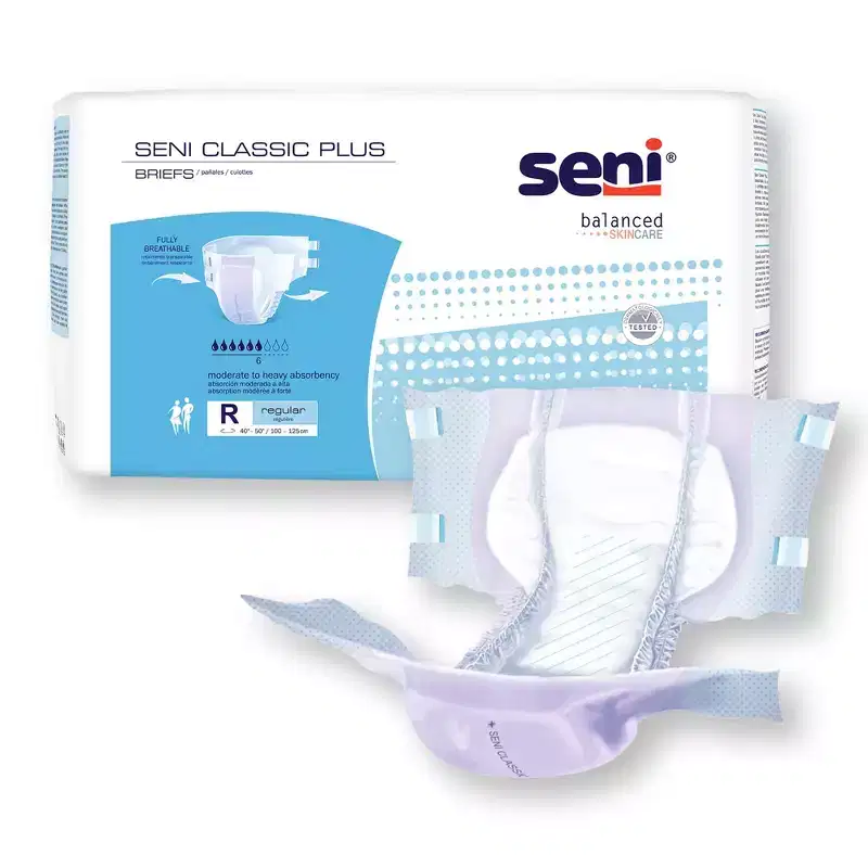 Seni Classic Plus Incontinence Briefs, Heavy Absorbency, Unisex, Regular