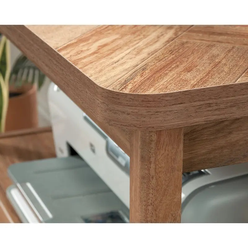 Lateral File Cabinet with Open Shelf and Herringbone Top