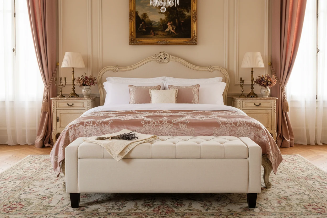 Fabric Button Tufted Storage Bench
