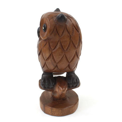 Carved Rain Tree Owl on Branch