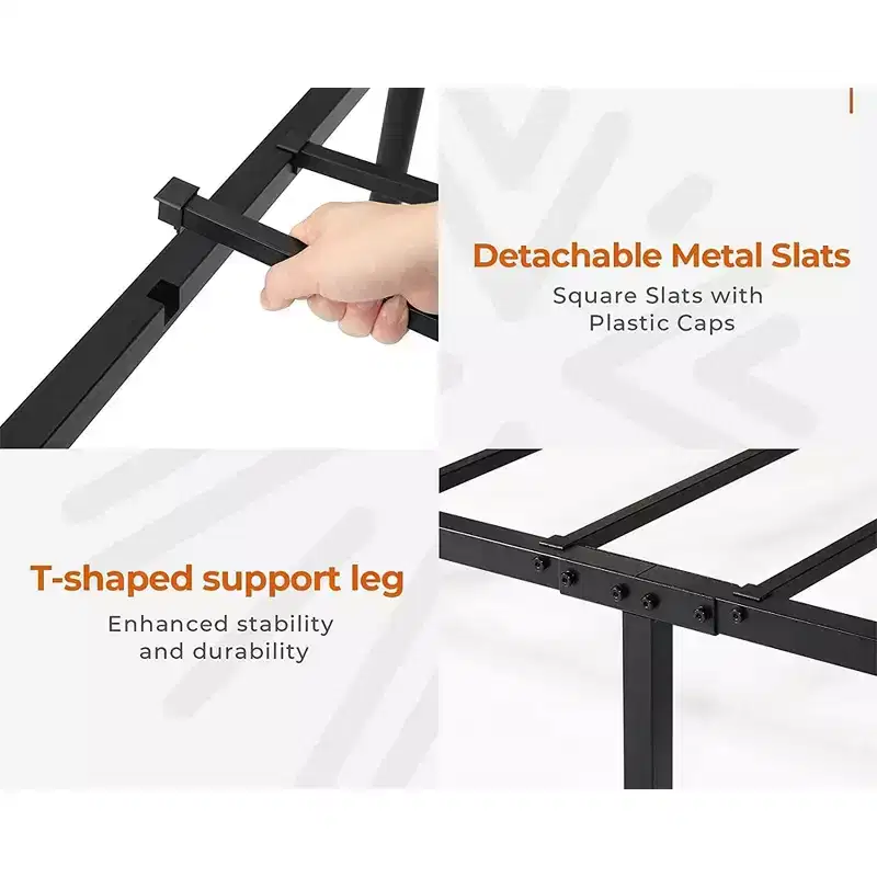 Garden Elements Luna Steel Modern Full Bed Frame, Black Frame for Full Size Mattress