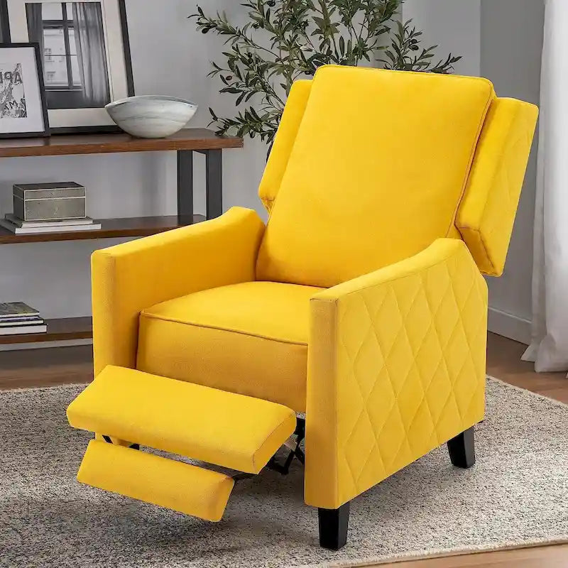 Push Back Recliner Chair with Linen Wing Back
