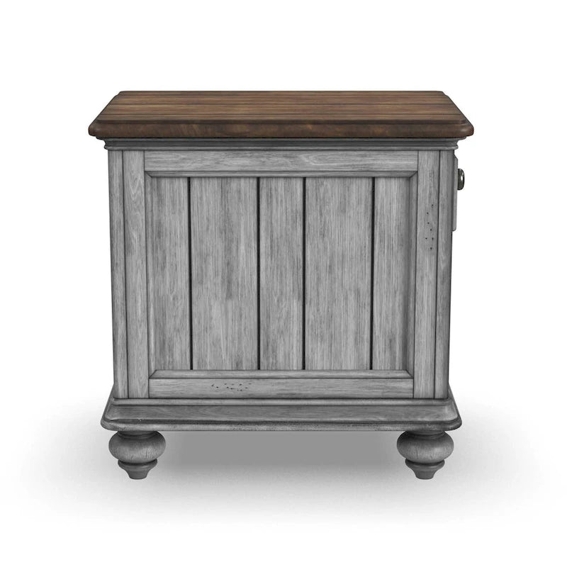 Brown Wood Chairside Table with Single Drawer