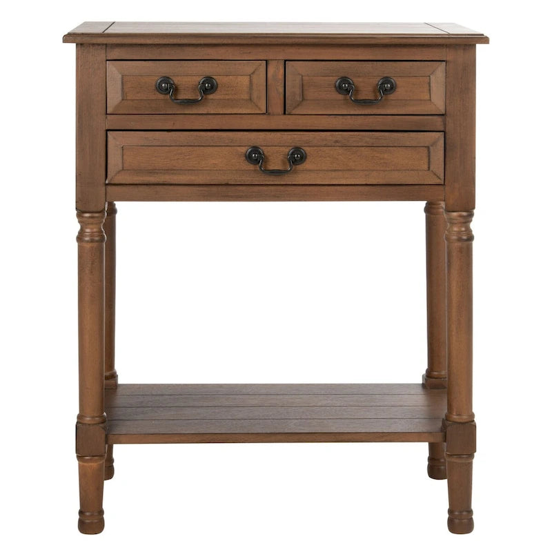 3-Drawer Console Table with Open Bottom Shelf