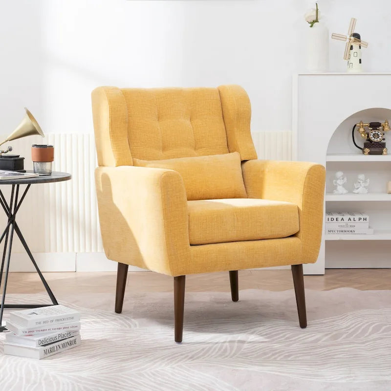 Mid-Century Modern Accent Chair with Waist Cushion