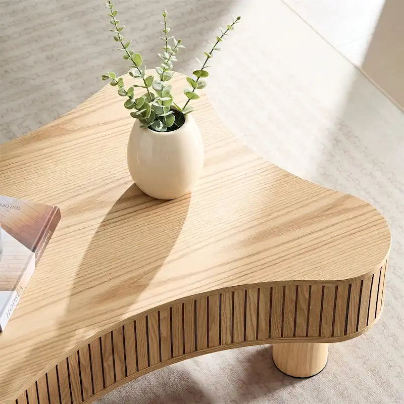42.52 Inch Modern Wooden Drum Coffee Table
