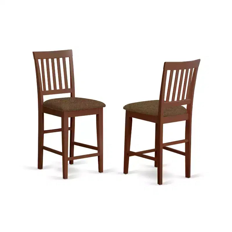 Counter Height Pub Set - 5 Piece Dining Set with Table & 4 Chairs - Modern Mahogany Finish