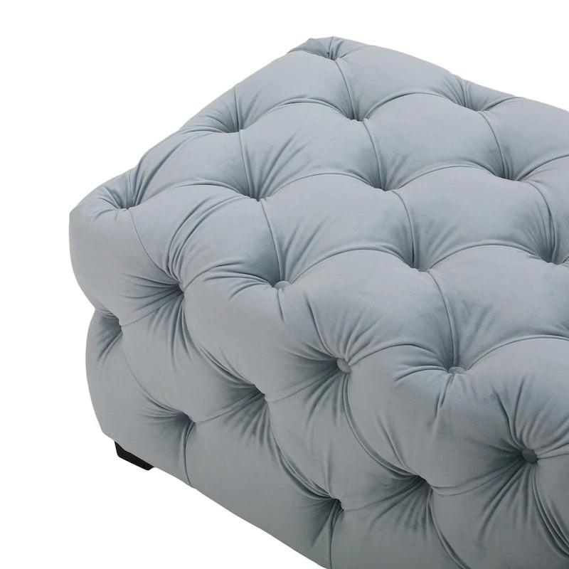 Tufted Velvet Ottoman Bench - Button Detail Upholstered Entryway Bench for Bedroom