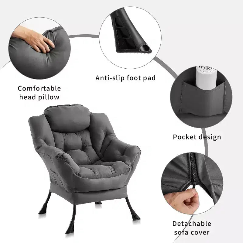 Modern Lounge Chair - Slim Profile Armchair for Small Spaces