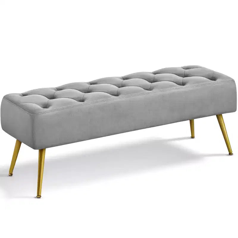 Modern Upholstered Button-Tufted Ottoman Footstool Bench for Bedroom