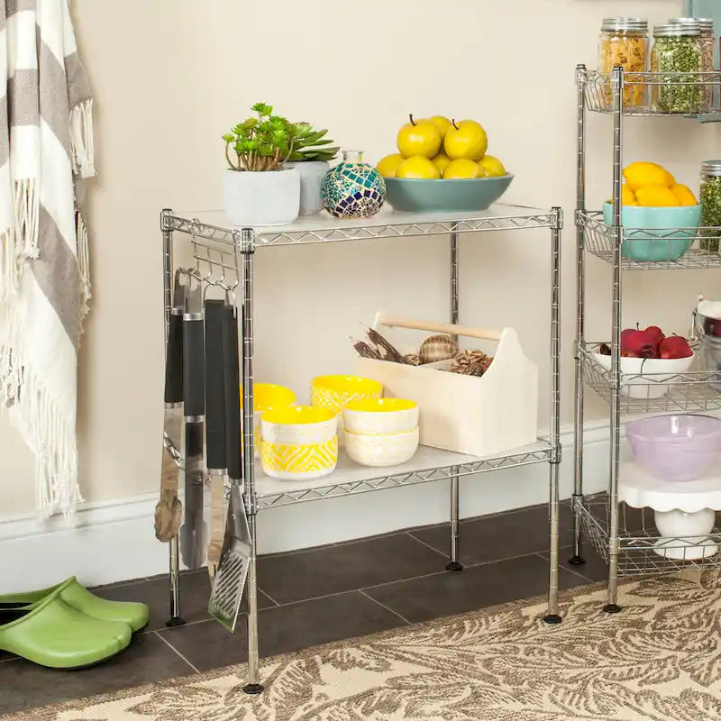 2-Tier Chrome Wire Microwave Rack - 19.7 x 11.8 x 23.6
